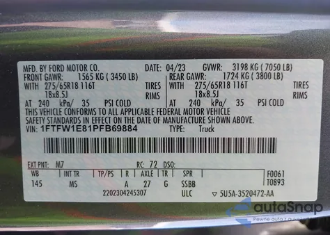 2023 Ford F-150 Xlt from USA, damaged, VIN 1FTFW1E81PFB69884